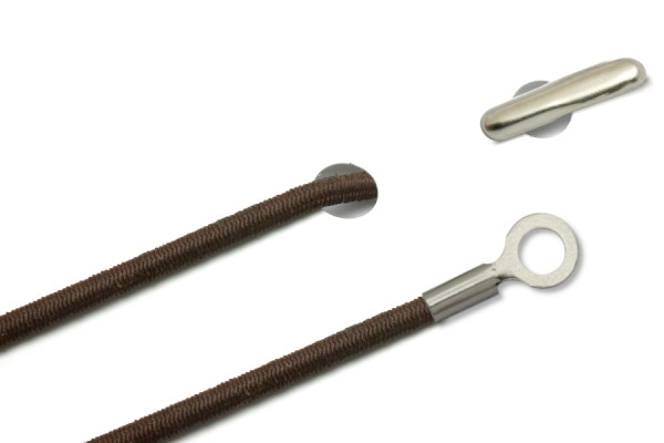 Gummischnüre mit Splint und geschlossenem Kabelschuh, braun