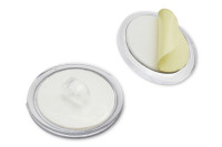 Klebebutton mit Öse,<br>20 mm Ø, <br>Kunststoff, transparent