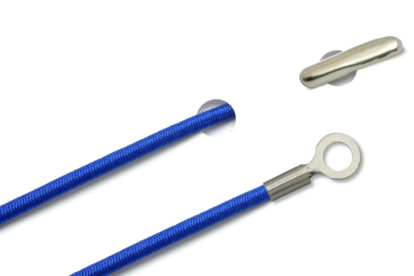 Gummischnüre mit Splint und geschlossenem Kabelschuh, mittelblau