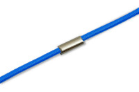 Gummischnüre<br>zum Ring montiert,<br> aquablau