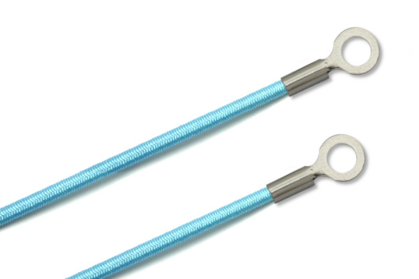 Gummischnüre mit Kabelschuhen, geschlossen, hellblau