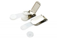 Ausweisclips <br>für Hüllen mit Rundloch,<br> Metallclip, vernickelt