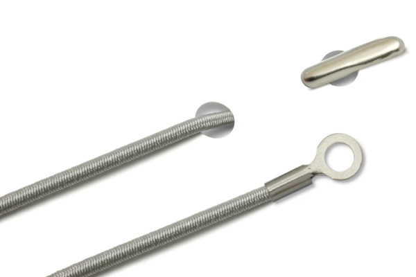 Gummischnüre mit Splint und geschlossenem Kabelschuh, grau