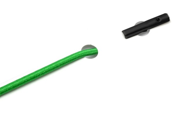 Elastics with automatic metal T-ends, green