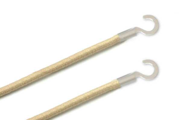 Gummischnüre mit Kabelschuhen, offen, beige