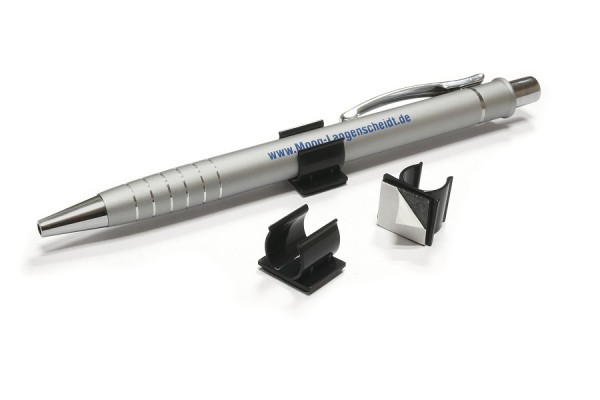 Pen holders, made of plastic, black