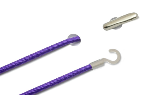 Elastics with Metal End and Open Cable Lug, Purple