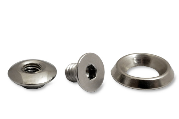 Safety Binding Screws with Rosette Disc, Nickel Plated