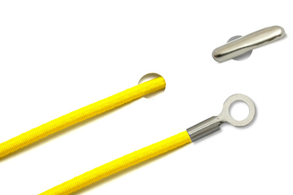 Gummischnüre mit Splint und geschlossenem Kabelschuh, gelb