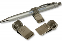 Stifthalter aus Metall,<br> mit Clip zum Aufstecken,<br> vernickelt