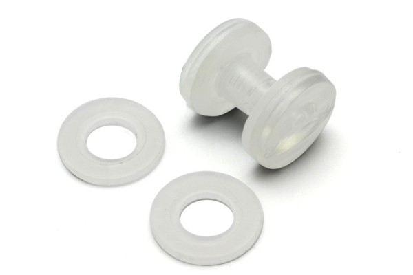 Washers for binding screws made of plastic, transparent
