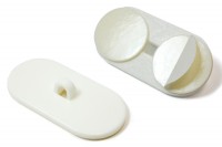 Klebebutton mit Öse,<br> 20 x 40 mm, <br>Kunststoff, weiss