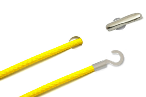 Gummischnüre mit Splint und offenem Kabelschuh, gelb