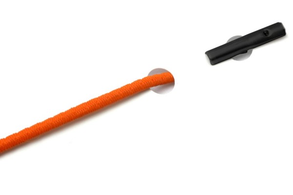Elastics with automatic metal T-ends, dark-orange
