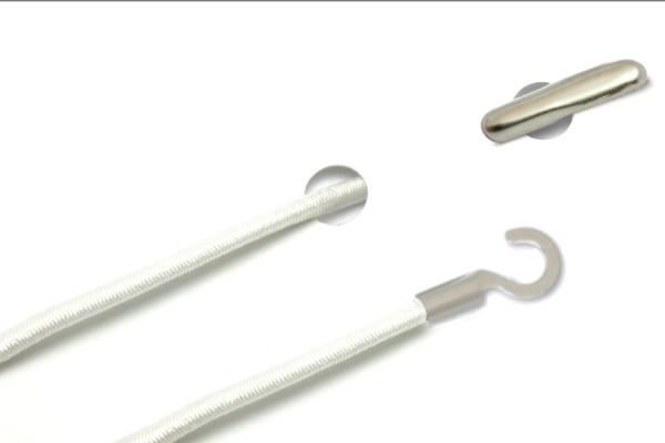 Elastics with Metal End and Open Cable Lug, White
