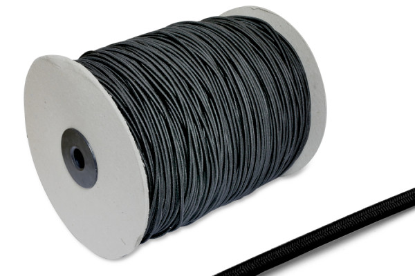Gummischnur, 2,5 mm Ø, auf 400 m Rolle, schwarz