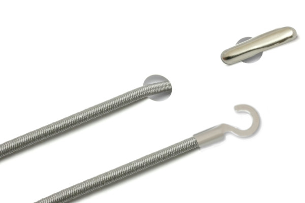 Elastics with Metal End and Open Cable Lug, Grey