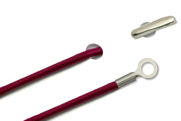 Elastics with Metal End and Closed Cable Lug, Wine Red