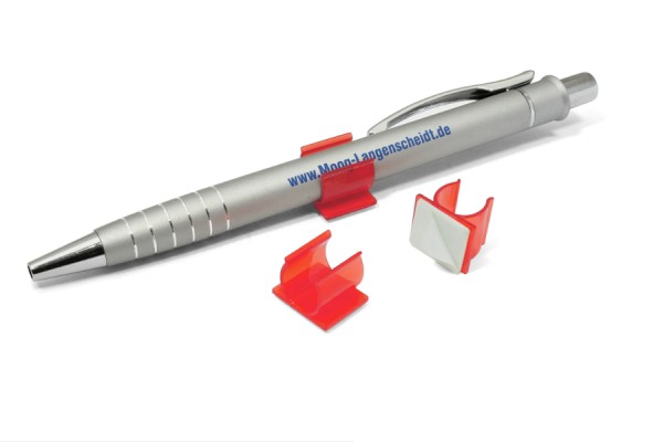 Pen Holders, Made of Plastic, Self-Adhesive, Red
