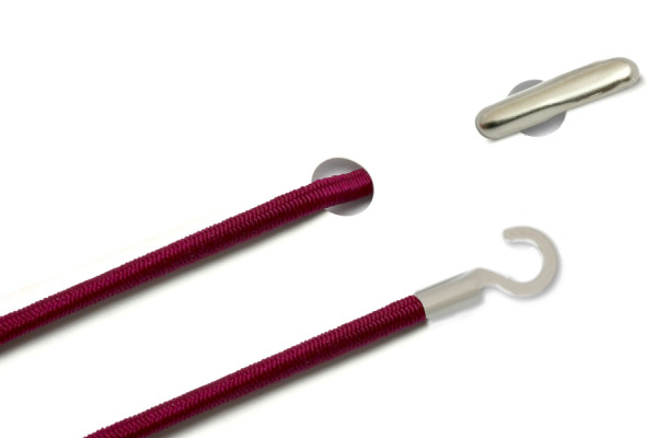 Elastics with Metal End and Open Cable Lug, Wine Red