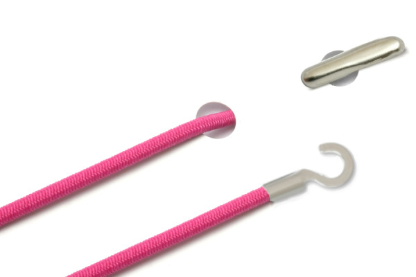 Gummischnüre mit Splint und offenem Kabelschuh, pink