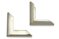 Buchecken, vernickelt,<br>18 mm Schenkellänge,<br> 3 mm Fassung