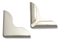 Buchecken, vernickelt,<br>25 mm Schenkellänge,<br>4,5 mm Fassung