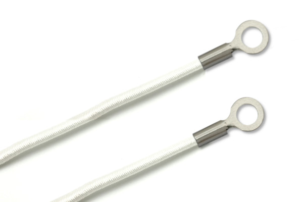 Gummischnüre mit Kabelschuhen, geschlossen, weiss
