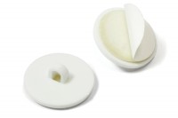 Klebebutton mit Öse,<br>20 mm Ø, <br>Kunststoff, weiss