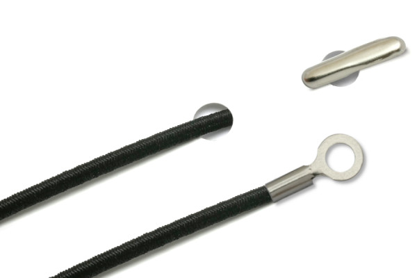 Gummischnüre mit Splint und geschlossenem Kabelschuh, schwarz