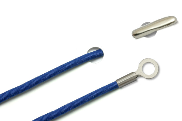 Gummischnüre mit Splint und geschlossenem Kabelschuh, blau