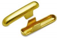 Metallsplinte (T-Form)<br> für Gummiband/-Kordel,<br> Öffnung 2,6 mm,<br> vermessingt