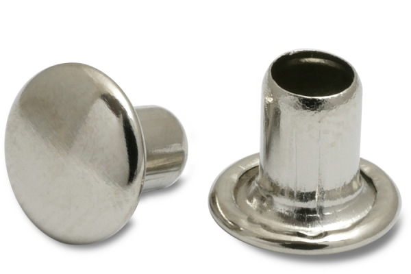 Maschinen-Nieten, 4 mm Ø Schaft, 8 mm Ø Kopf, vernickelt