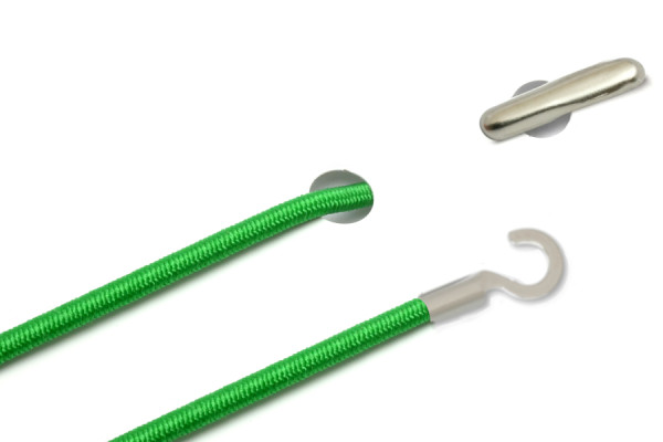 Elastics with Metal End and Open Cable Lug, Green