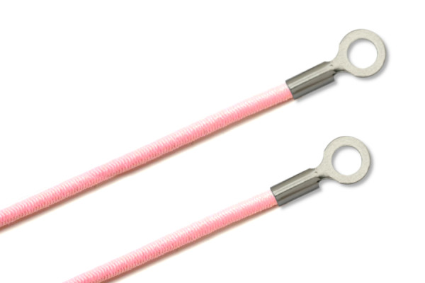 Gummischnüre mit Kabelschuhen, geschlossen, rosa