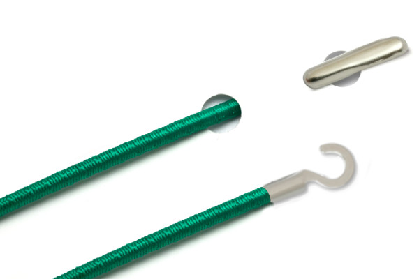 Elastics with Metal End and Open Cable Lug, Dark-Green