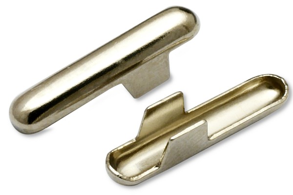 Metallsplinte (T-Form) für Gummiband/-Kordel, Öffnung 2,6 mm, vernickelt