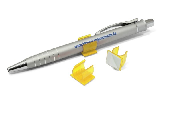 Pen holders, made of plastic, yellow