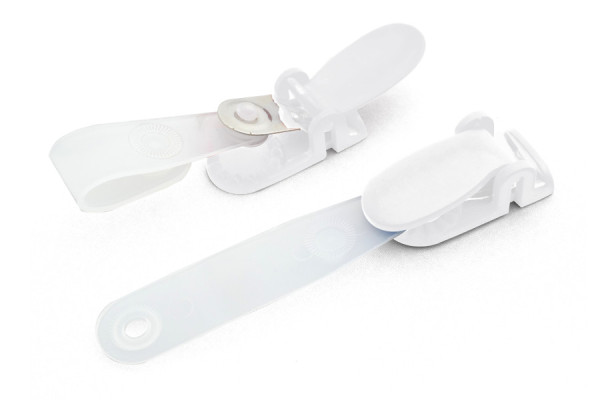 ID Clips for ID Pockets with Slot, Plastic Clip, White