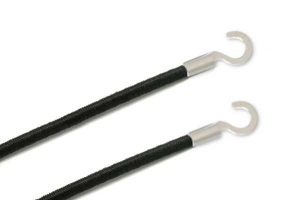 Gummischnüre mit Kabelschuhen, offen, schwarz