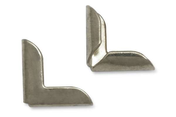 Buchecken, vernickelt, 10 mm Schenkellänge, 1,5 mm Fassung