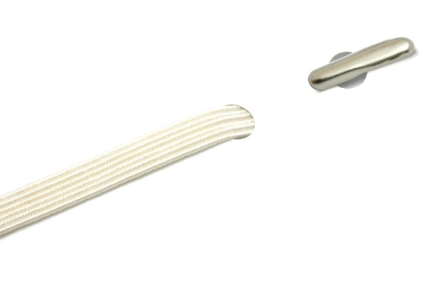 Flat Elastics with Round Metal T-Ends, White