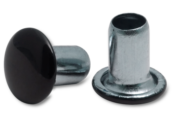 Maschinen-Nieten, 3,8 mm Ø Schaft, verzinkt 7 mm Ø Kopf, Kopf schwarz lackiert