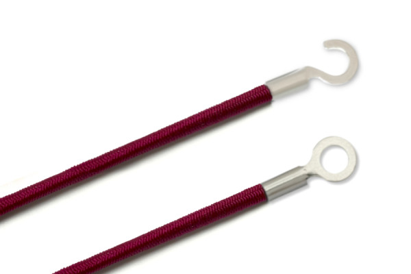 Elastics With Cable Lugs, Closed and Open, Wine Red
